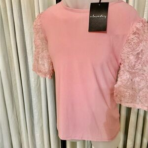 Pink Floral Sleeve Women's Top